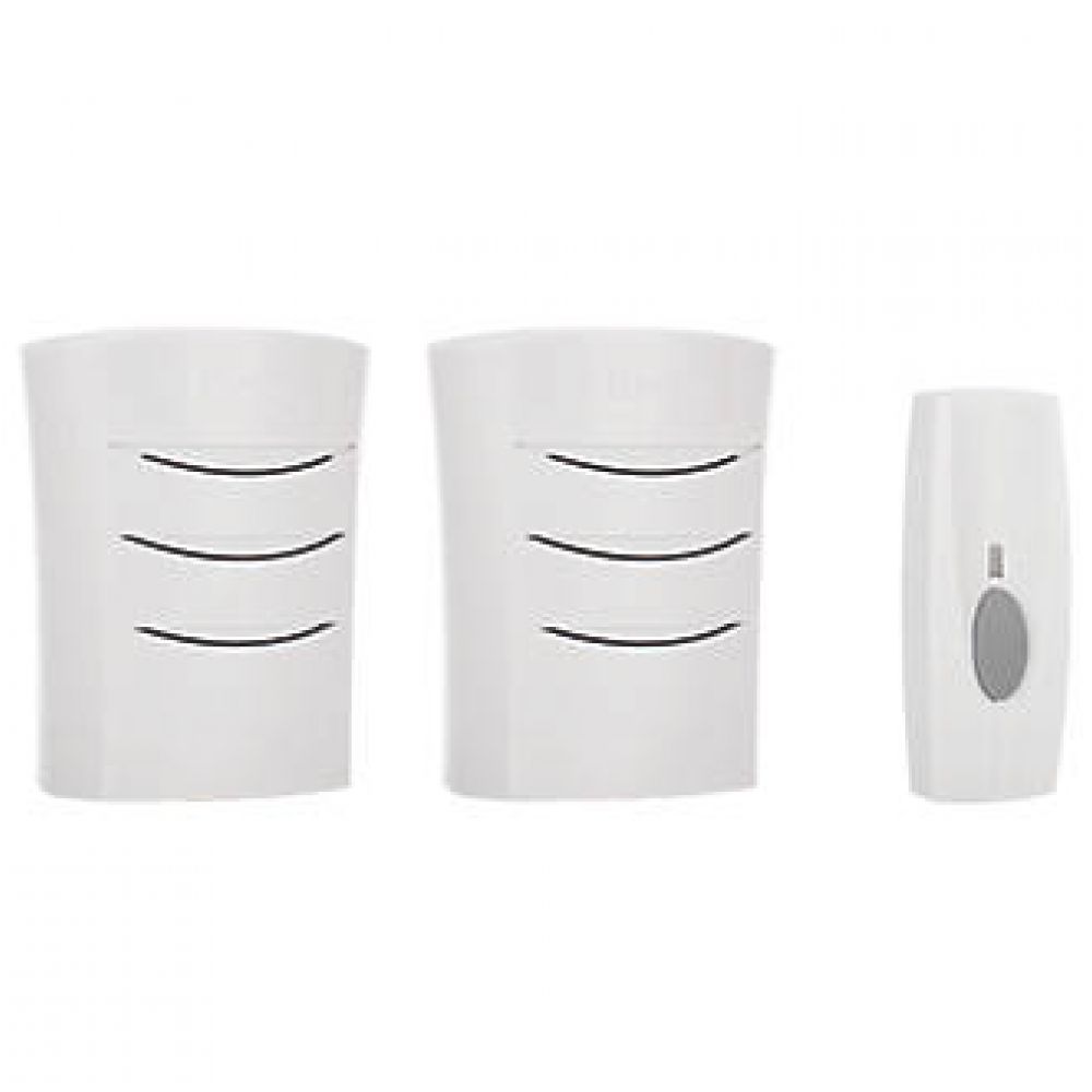 Byron BY112 60m Wireless Doorbell Kit with Portable & Plug In Chimes