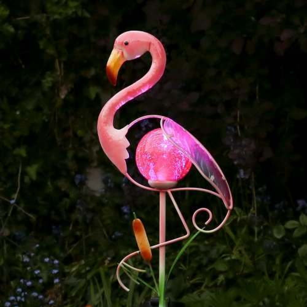 Outdoor Solar Powered Garden Flamingo Stake Light