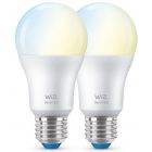 Philips Twin Pack WiZ 7 watt = 60w Replacement Dimmable ES-E27mm Wifi controllable Opal Smart LED GLS Bulb